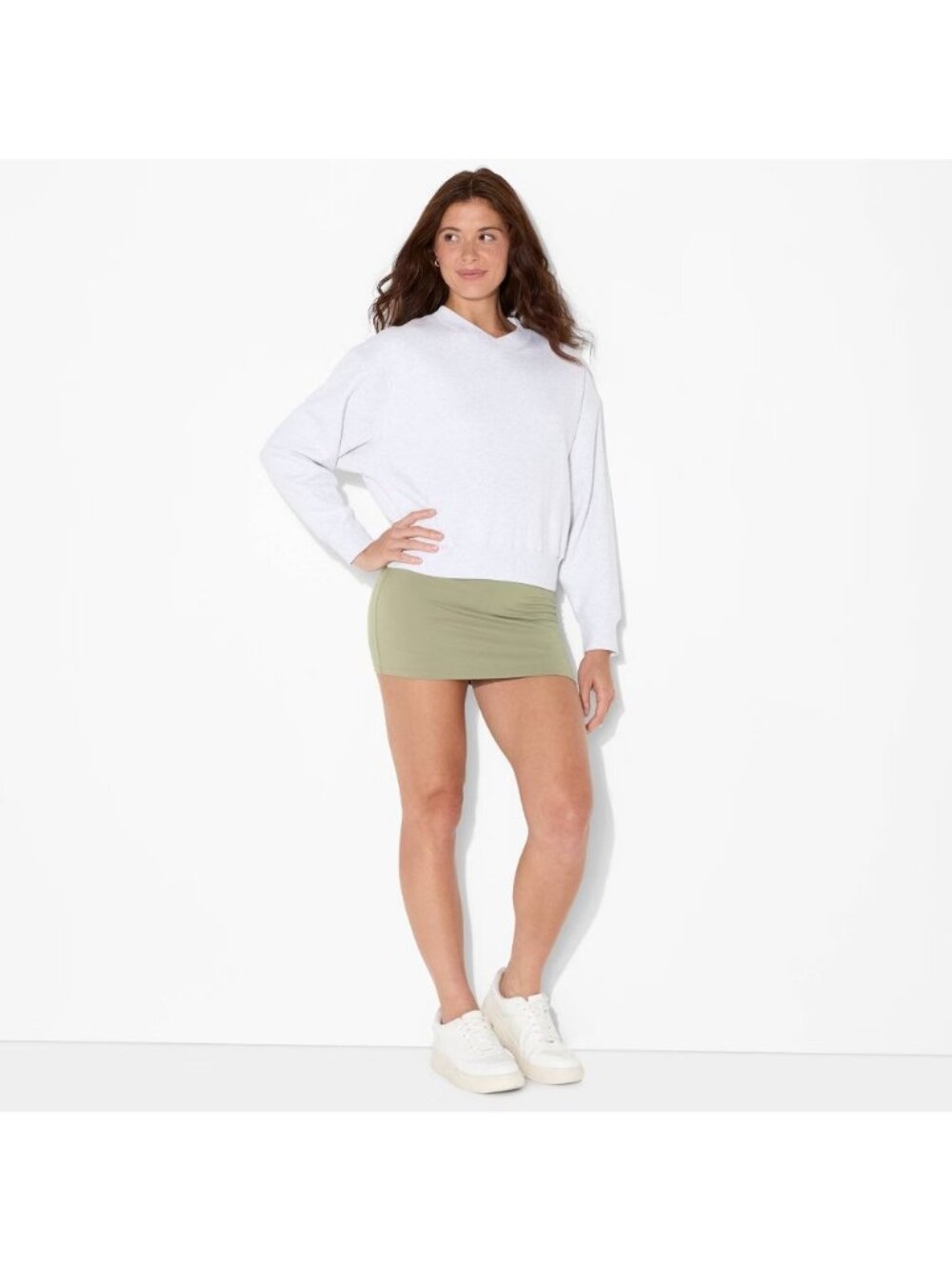 Wild Fable Mini Skort Women Dark Green Low Rise Flat Front Casual Spring